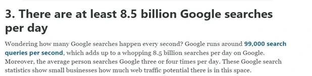 fitsmallbusiness report on how many searches google get on daily basis.